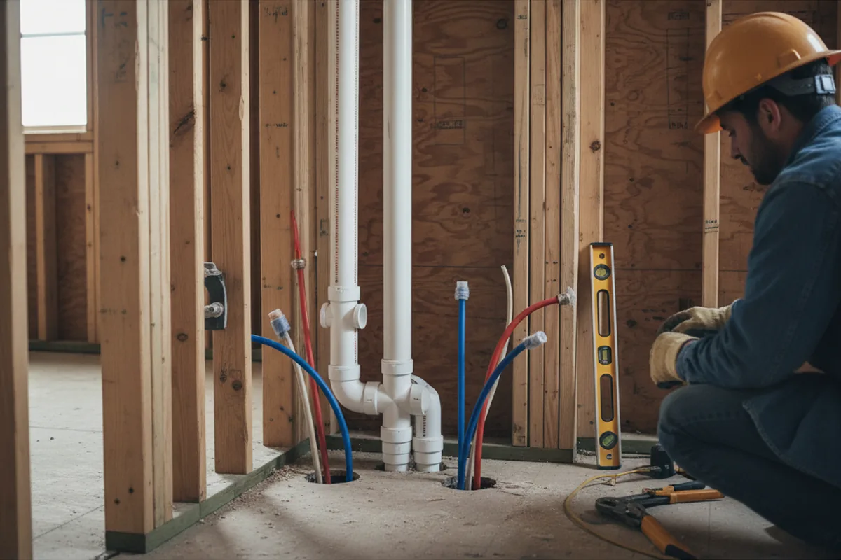 Drain and supply rough-in during Leak Detection in Irvine