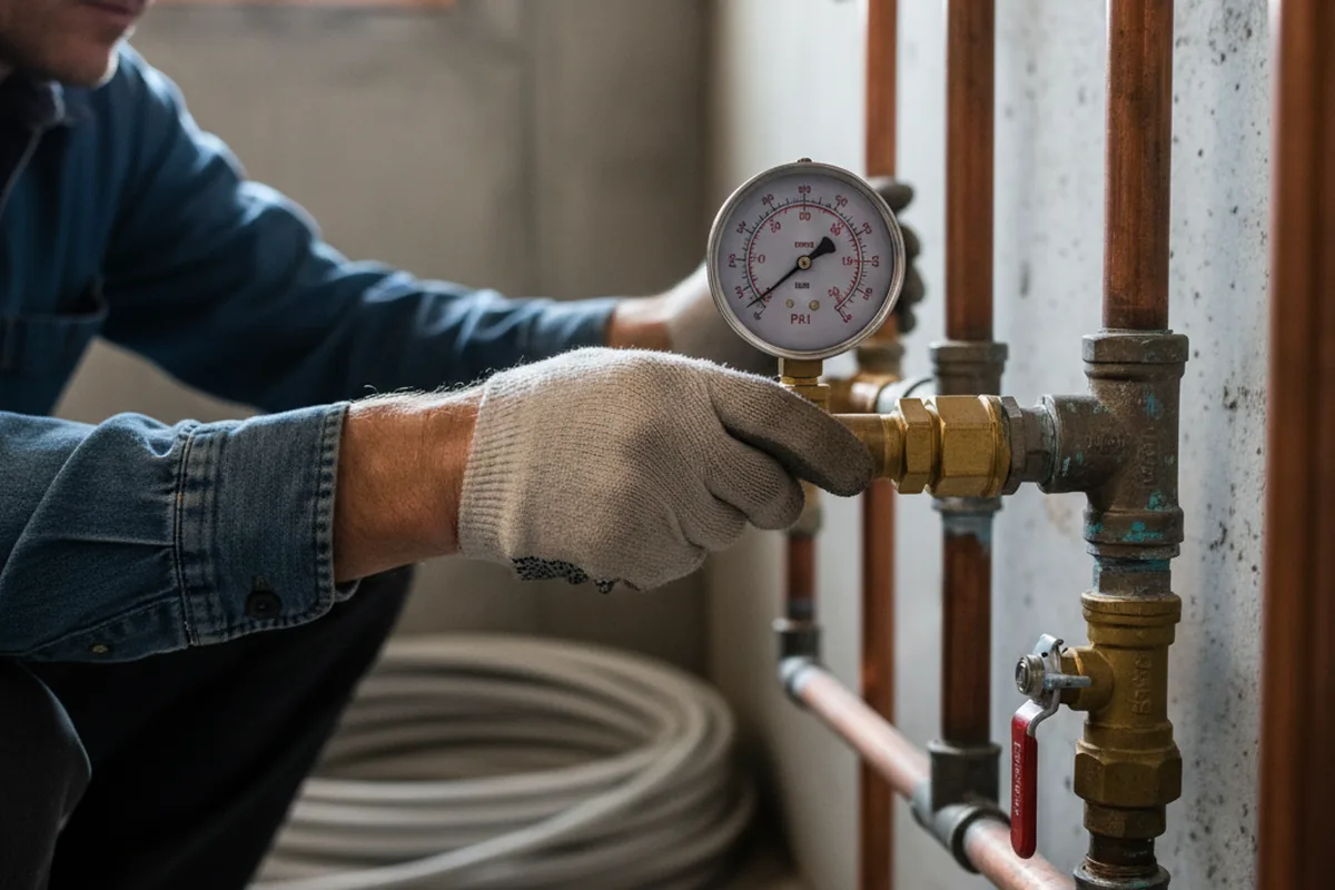 Pressure testing a repaired line during Water Line Repair in Irvine
